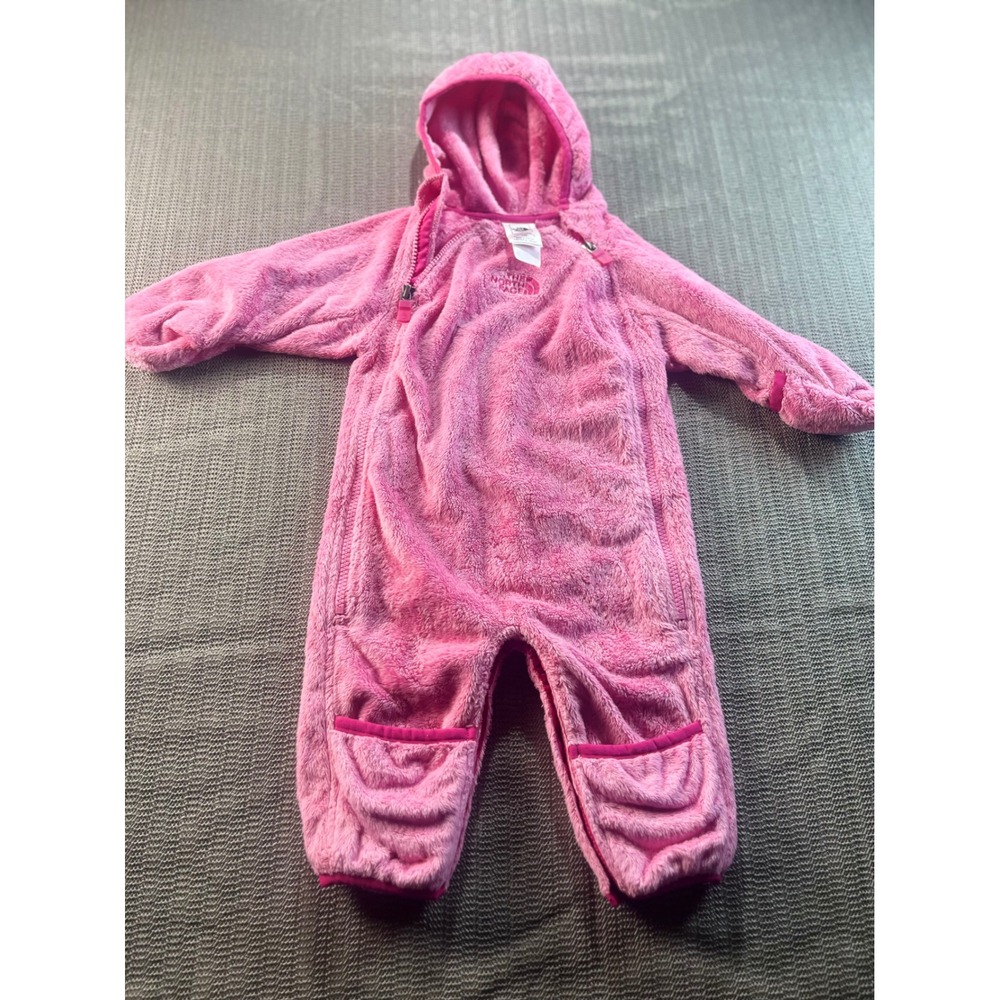 The North Face Oso Infant Bunting Pink Fleece Hooded One Piece 3-6M